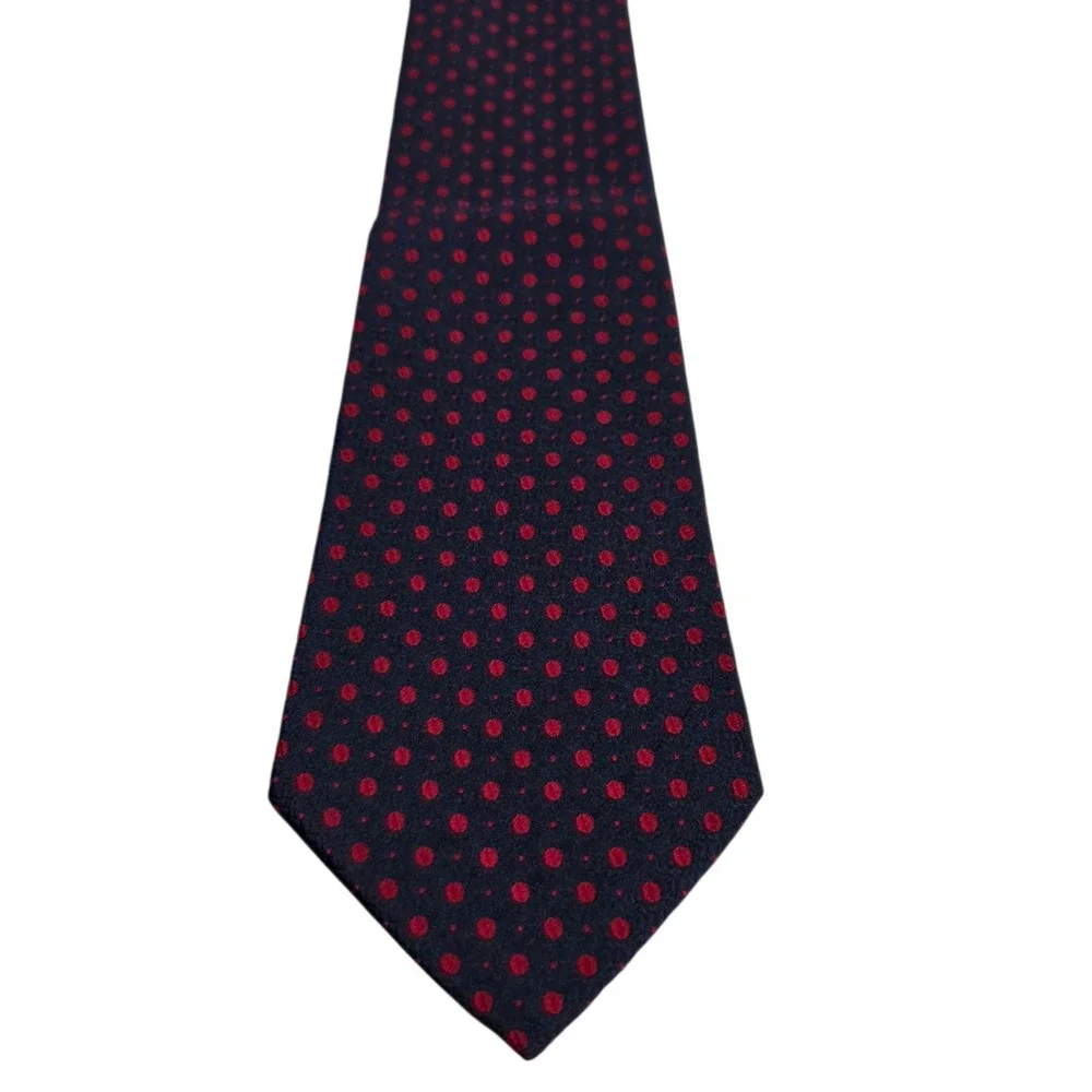 BURBERRYS OF LONDON Silk Polka Dot Necktie Classic Design Navy Red‎ Men's - Picture 6 of 11